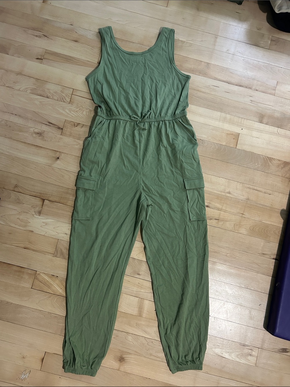 Junior girls Olive Green Sleeveless Cargo Jumpsuit